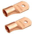 SELTERM 2pcs 4/0 AWG 1/4" Stud Copper Wire Lugs, Ring Terminals, Battery Cable Ends, 0000 Gauge Ring Terminal Connectors, UL Heavy Duty Bare Copper Eyelets Battery Terminal Connectors