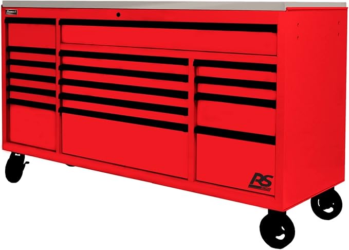Homak 72” Roller Cabinet w/Stainless Steel Top RS Pro Workstation (Fury Red)