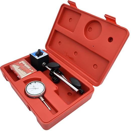 Dial Indicator with Magnetic Base, 0-1.0" Tester Gage, 0.001" Precision Test Indicator with Point Precision Inspection Set,Magnetic Dial Indicator Base Holder with Fine Adjustment Long Arm