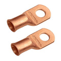 SELTERM 2pcs 1/0 AWG 3/8" Stud (Wide Pad) Copper Wire Lugs, Battery Lugs, Ring Terminals, Battery Cable Ends, 0 Gauge Ring Terminal Connectors, UL Heavy Duty Bare Copper Eyelets Battery Cable Lugs