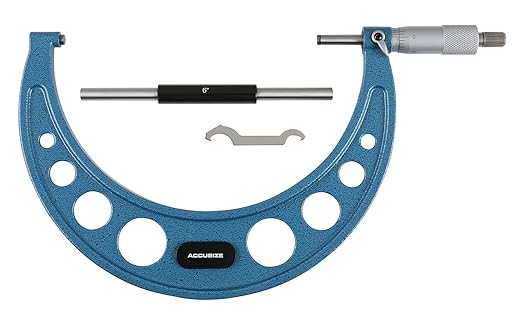Accusize Industrial Tools 6-7'' Ultra-Precision Carbide Tipped M-Type Outside Micrometer, Resolution 0.0001'', Eg00-0007