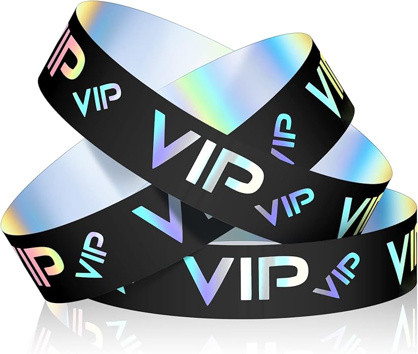 Teling 500 Pack VIP Plastic Wristbands Bracelets Party for Events VIP Custom Wristbands Plastic Bracelets Tear proof Waterproof Wrist Bands Arm Bands for Events Concerts
