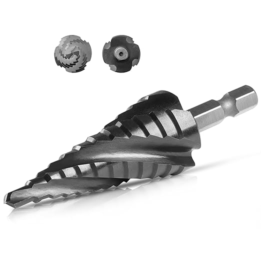 Cobalt M35 Step Drill Bit 3/16" to 7/8", TiAlN Coating 4 Spiral Flute Step Bit for Stainless Steel, Metal, Aluminum, Plastic