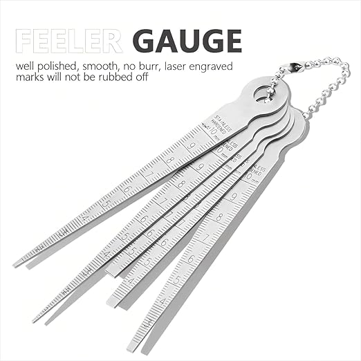 Metal Ruler-Style Feeler Gauge Set - 10 Blades Stainless Steel Gap Measuring Tool (0.04-0.40" & 1-10mm), 0.001" Accuracy for Valve/Spark Plug