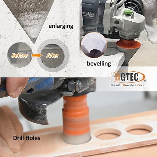 BGTEC Diamond Core Drill Bits Set - 10pcs Tile Hole Saw Kit 6/8/10/14/20/25/32/50mm with 10mm Diamond Finger Bits for Porcelain Ceramic Tile Granite Marble，Hex Adapter