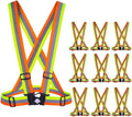 Dazonity High Visibility Safety Vest,10 Packs,Yellow & Orange,Lightweight,Adjustable & Elastic Vest,Hi Vis Reflective Strips, Fit for Men & Women, Construction,Cycling, Runnning, Surveyor,