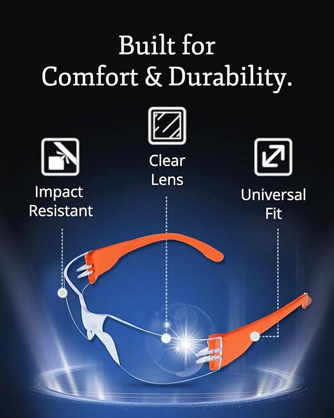 Aqulius Safety Glasses Bulk - 96-Pack, Multi-Color - Anti-Fog Safety Goggles & Protective Eyewear - Over Eyeglasses, Eye Protection for Shooting & Construction