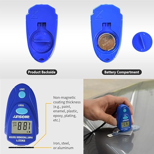 allsun EM2271 Portable Paint Coating Thickness Meter 0-2mm/80mil,Non-Destructive Coating Tester for Iron Steel Aluminum with Auto Shut-off