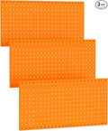 TORACK 3Pcs Metal Pegboard Panels(12x24 inch) for Wall Garage Tools Storage Pegboard for Workbench, Modular Peg Board Tool Organizer Board Kit(Pack of 3, Orange)