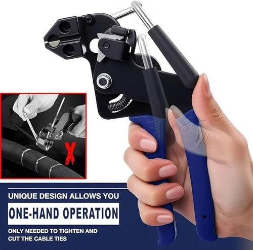 2025 Upgraded Stainless Steel Cable Tie Gun with 200pcs 11.8inch Metal Zip Ties, Fastening and Cutting Heavy Duty Stainless Steel Zip Ties for Chain Link Fence, Exhaust Pipe Outdoor