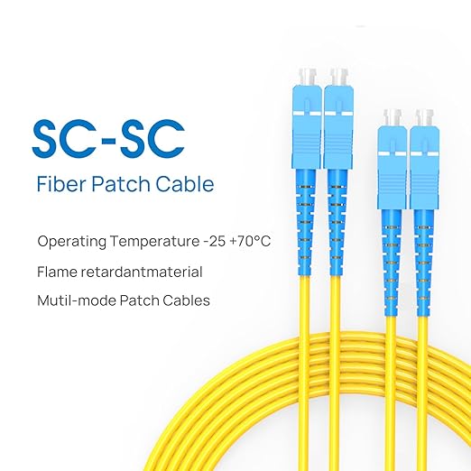 SC to SC Fiber Patch Cable,1G/10GB Single Mode Duplex SC-SC 9/125um OD 3.0mm Cable Diameter Fiber Optic Cable for SFP Transceiver, Router, Fiber Networks and More (5M)
