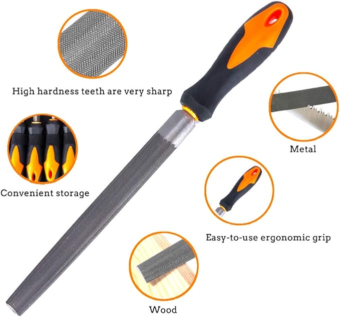 17Pcs File Tool Set with Carry Case,Premium Grade T12 Drop Forged Alloy Steel, Precision Flat/Triangle/Half-round/Round Large File and 12pcs Needle Files/1 brush