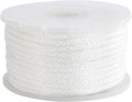 White Nylon Rope 1/4inch 100ft Braided Multi-Purpose Ropes for Outdoor&Indoor Heavy Duty for Camping, Boat, Garden, Clothesline, Marine, Soft & Flexible, High Tensile Strength