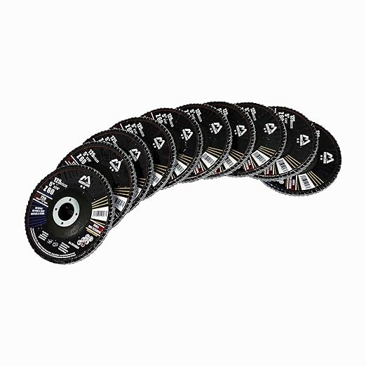 Merryland Flap Disc 5 inch Metal for Angle Grinder, 5inch 60 Grit T29 Flap Wheel 10 Pack, Blue Zirconium Corundum INOX Stainless Steel Iron Universal, Craft-Line FC1108314-10