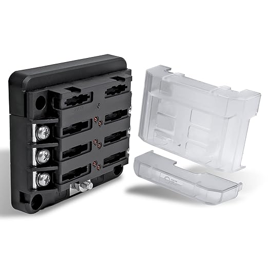 True Mods 6 Way Blade Fuse Box for Automotive [ATC/ATO Blade Fuses] [100 Amp][LED Indicator] [Modular Design] [12V - 30V DC] Auto Marine Fuse Block