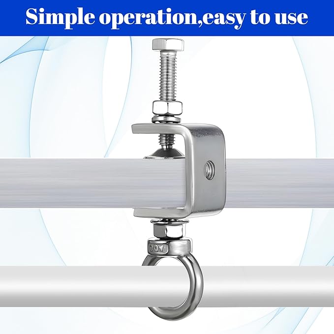 6Pcs C-Clamps, 4.72 Inch Stainless Steel Beam Clamp with M8 Screw Ring, I-Beam Design Clamps for Metal Mounting Welding Building Household Conduit Hanger