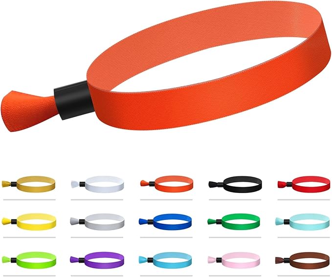 100 Pcs Cloth Wristbands, Disposable for Events, Colored Lightweight Concert Club Entrance Wrist Strap Party (Orange)