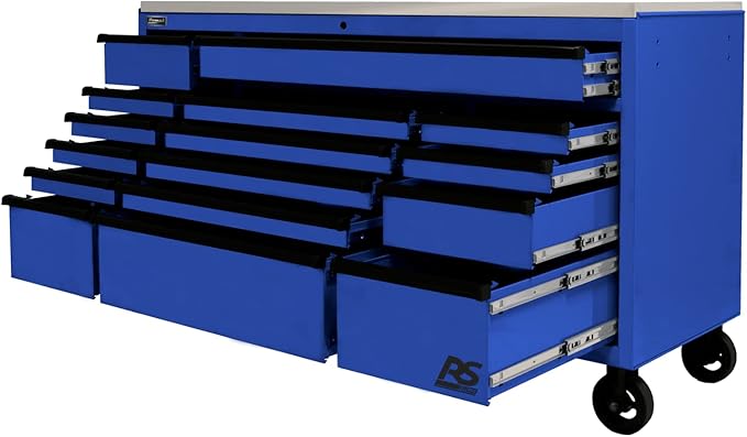 Homak 72” Roller Cabinet w/Stainless Steel Top RS Pro Workstation (Rally Sport Blue)