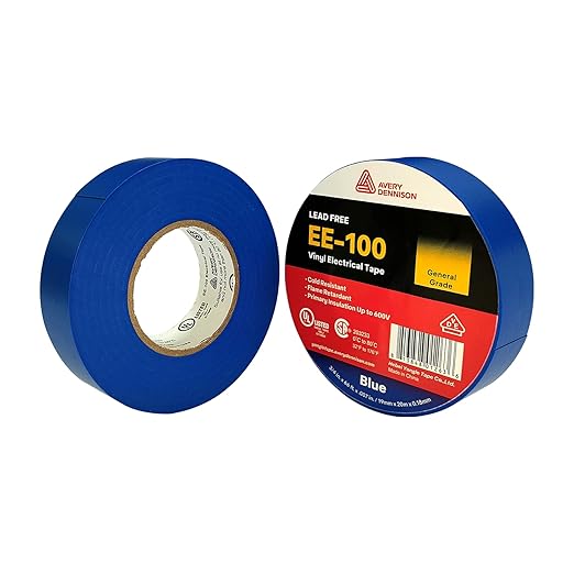 Avery Dennison Electrical Tape, General Use PVC Electric Tape, UL/CSA Listed Insulating Vinyl Tape for Electrical, Repairs, Automotive and Equipment, EE-100, ¾ in x 66 ft, Blue, 1 Roll