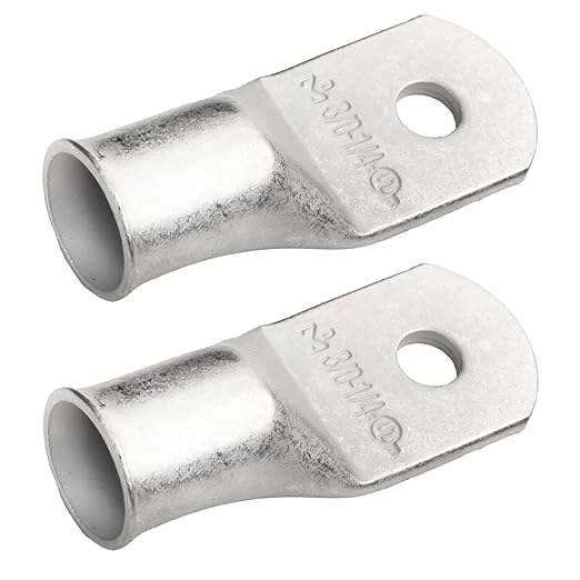 SELTERM 2pcs 3/0 AWG 1/4" Stud Tinned Copper Wire Lugs, Battery Lugs, Ring Terminals, Battery Cable Ends, 000 Gauge Ring Terminal Connectors, UL Marine Grade Electrical Battery Terminal Connectors