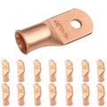SELTERM 15pcs 2/0 AWG 1/4" Stud - UL Heavy Duty Battery Terminal Connectors, Bare Copper Battery Cable Lugs, 00 Gauge Wire Connectors, Electrical Battery Cable Ends, Ring Terminals Copper Lugs