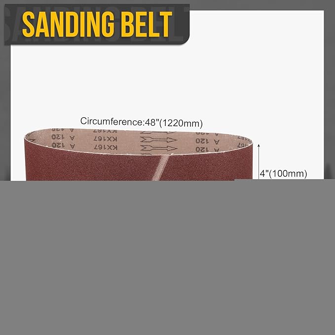 4 x 48 Inch Sanding Belt, 3 Pcs 120 Grit Aluminum Oxide Knife Sharpener Belts Work Sharpening for Belt Sander Knife Carving Tool Metal Working