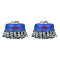 SALI 2 Pack Wire Cup Brush, 3 Inch Twisted Knotted Cup Brush for Grinders, with 5/8-11 Inch Arbor for Heavy Cleaning Rust, Stripping and Abrasive, for Angle Grinder