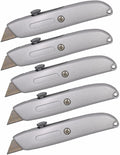 Wideskall® Heavy Duty Box Cutter Retractable Blade Metal Utility Knife (Pack of 5)