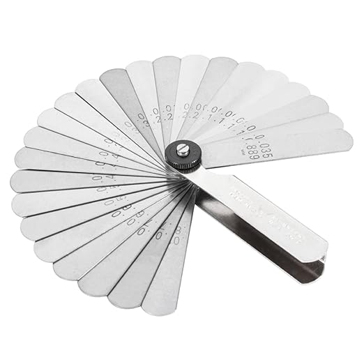 PEC Tools 26 Blades Stainless Steel Feeler Gauge 0.0015-0.035'' Straight Blade 1/2" Width Measuring Tool for Measuring Gap Width and Thickness for Guitar, Spark Plug, Piston Measure Made in USA
