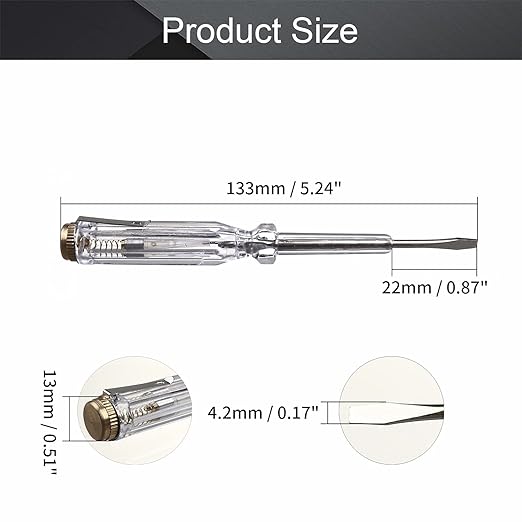 Fielect 2pcs Tester Screwdriver, Voltage Detector Pen Light Circuit Tester Electric Test Pen Screwdriver AC/DC 100-500V