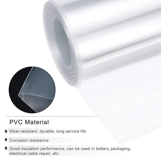 MECCANIXITY Battery Wrap PVC Heat Shrink Tubing 60mm Dia 95mm Flat 33 Feet(10meters) Clear Good Insulation for Battery Pack