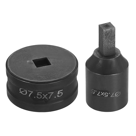 HARFINGTON Hydraulic Hole Punch Die 7.5x7.5mm Square Hole 40Cr Steel Electric Punching Kit for CH70 Electric Punching Machine, Black