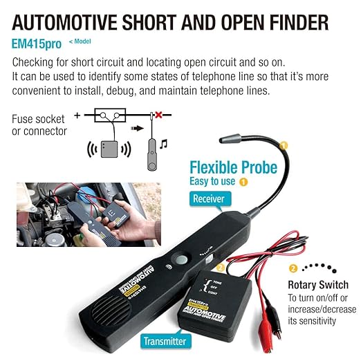 allsun em415Pro Cable Tracker Electrical, Auto Circuit Tester,Short Open Finder Wire Breaker Locator,Broken Wire Detector Tool,Cable Fault Probe, DC 6-42V