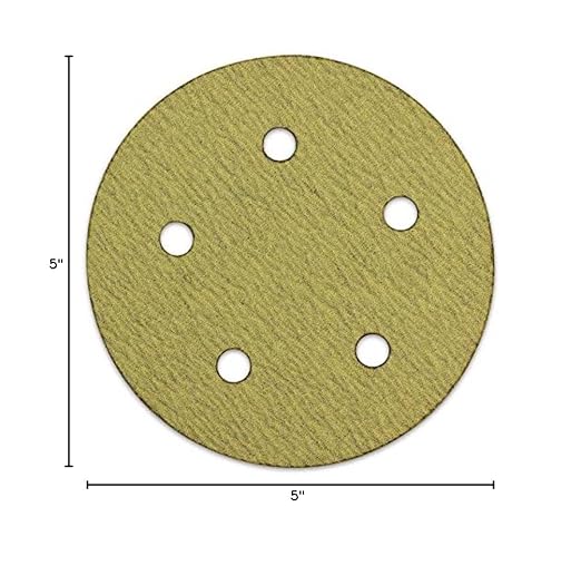 BHA 5" Inch 5 Hole Hook and Loop Sanding Discs for Orbital DA Sanders - 100 Pack (120 Grit)
