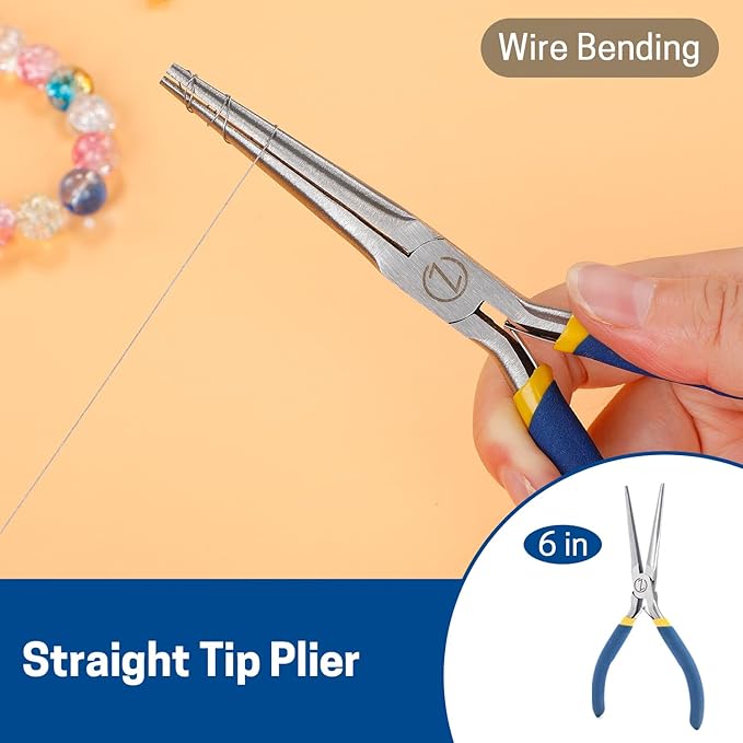VISEMAN 6" Mini Needle Nose Pliers with Comfort Grip Handles, Long Nose Pliers for Handmade Craft, Straight