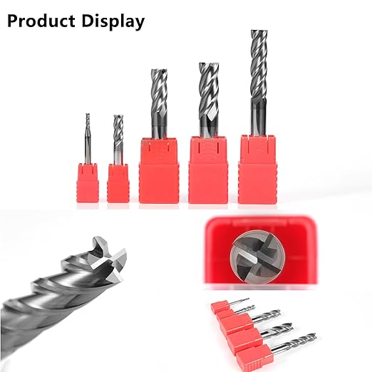 1/4" Carbide End Mill Bits Set for Alloy & Hardened Steels - Hrc55 Micro Grain, 4-Flute Milling Cutter with AlTiN Coating, CNC Router Bits, High-Performance Milling Bits