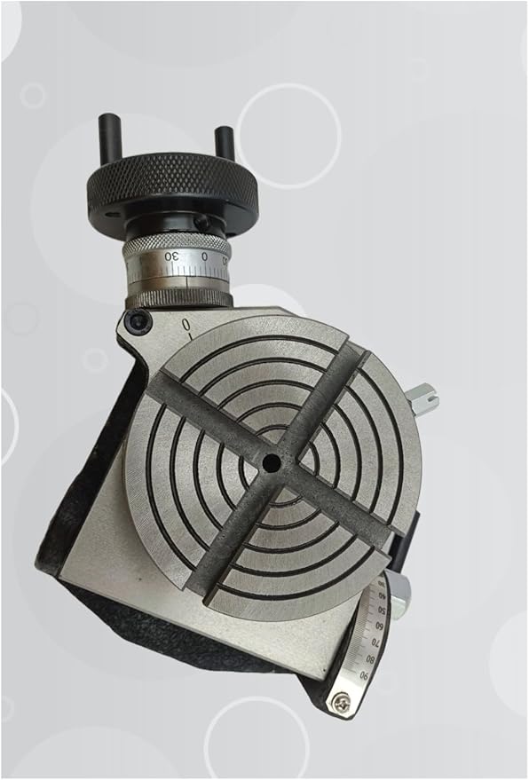 MachEl 4" (100 mm) Tilting Rotary Table for Milling Machines - Black Wrinkle Finish, 4-Slot Design, High Precision (36X1) Warm Ratio for Enhanced Milling Performance