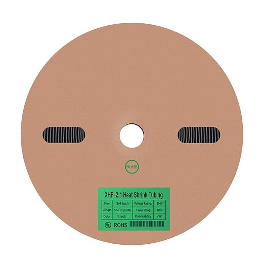 XHF UL Listed 164 FT 3/4" Heat Shrink Tubing Roll 2:1,Electrical Industrial Shrink Tube for Wire Insulation Black