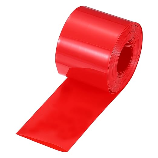 MECCANIXITY Battery Wrap PVC Heat Shrink Tubing 26mm Dia 43mm Flat 20 Feet(6meters) Red Good Insulation for Battery Pack