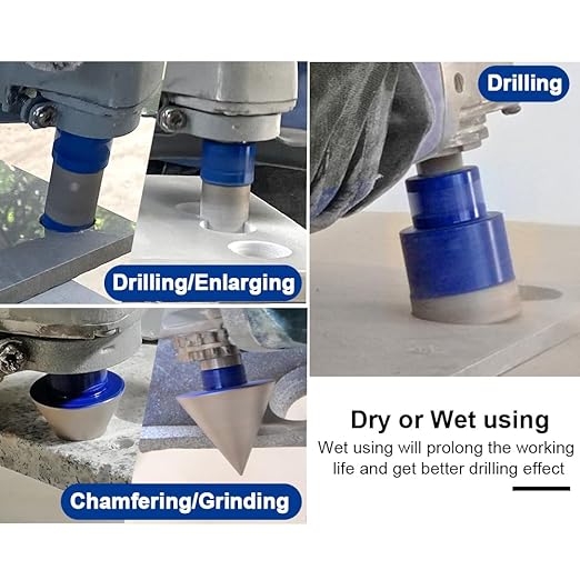 SHDIATOOL Diamond Drill Core Bits,Tile Drilling Core Hole Saw Beveling Chamfer for Porcelain Marble Ceramic Granite with Hexagon Shank Adapter 9pcs(6/8/10/35/50/65/25MM/2inch/HEX)