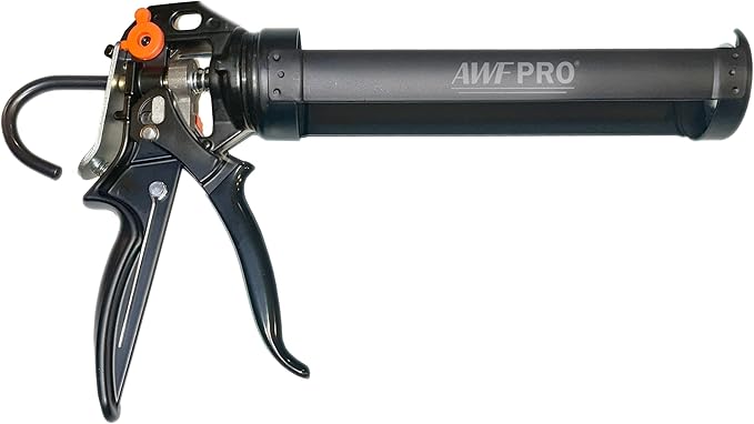 AWF PRO 10 oz Dual Thrust Caulk Gun - 25:1 or 12:1 Thrust Ratio, Dripless, Rotating Barrel, Comfort Grip, with Built-In Puncture Tool