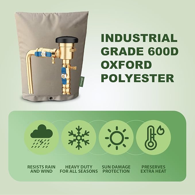 The Original Winter Pipe Insulation Cover (0˚F) - Extra-Thick EVA+NBR (UV-Coated) Insulated Backflow Preventer Freeze Protection, Pump Cover, Sprinkler/Well/Valve Head Cover - (16" W X 34" H)