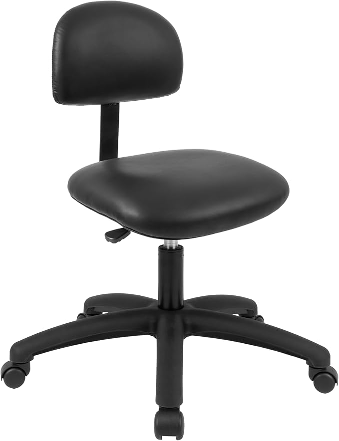 Chair Master FSS Series Square seat Medium (19"-27") seat Height Chair. Vinyl-for Office, Garage, Desk, Shop, Computer, Doctor, Medical, Easy to Clean! No Footring (Black, Medium, _Standard Casters)