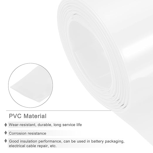MECCANIXITY Battery Wrap PVC Heat Shrink Tubing 58mm Dia 90mm Flat 10 Feet(3meters) White Good Insulation for Battery Pack