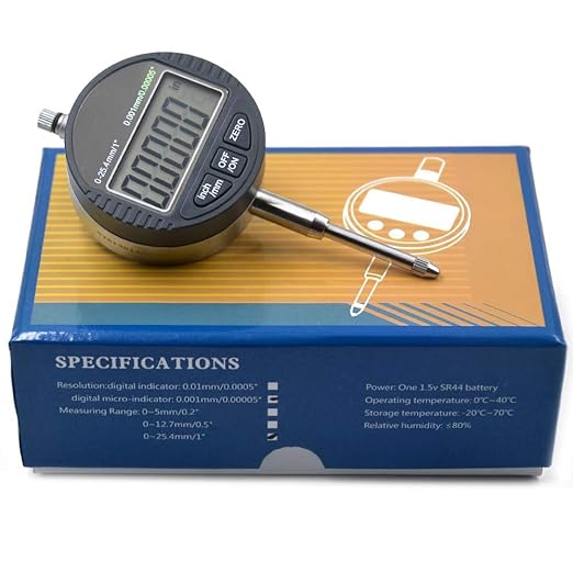 Electronic Digital Dial Indicator Gage Gauge Inch/Metric Conversion 0-1 Inch/25.4 mm 0.00005 Inch/0.001mm