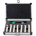 OSCARBIDE 3/8" Shank Heavy-Duty Indexable Lathe Tool Holder 7 pcs Set,CNC Nickel Plated Metal Lathe Cutting Tools for Turning, Grooving, Threading with Tin Coated Carbide Inserts