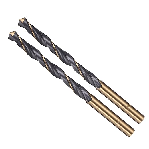 Drill Bit, 6.5mm Cutting Diameter, 4341 HSS Gold and Black 118° Cutting Angle Number Jobber Bits - (Applications: for Drilling Soft Metal Plastic Wood), 2-Pieces