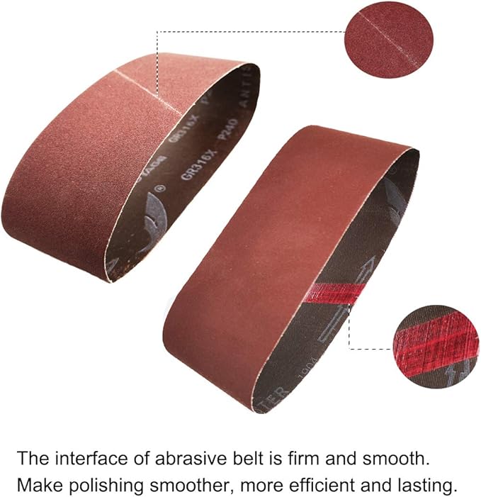 3 x 21-Inch Aluminum Oxide Sanding Belts, 40/80/120/240/400 Assorted Grits Abrasive Belts for Belt Sander, 15-Pack