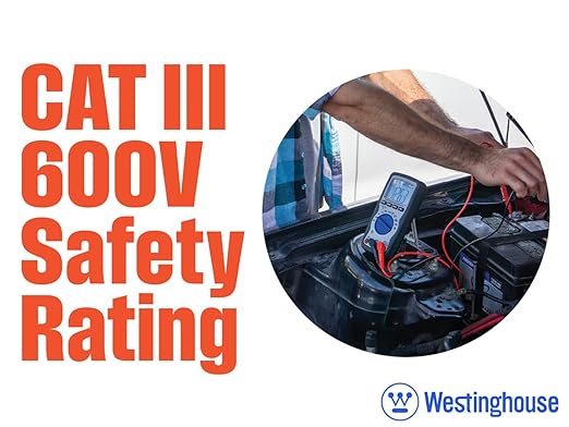 Westinghouse 600V True RMS Auto-Ranging Multimeter with Large Screen and Relative Mode; Measures Voltage Current Resistance Capacitance Frequency Temperature; Incl. Case and 2-Year Warranty.