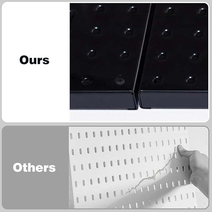 48x24 inch Black Metal Pegboard Kit for Wall Organization with Hooks, Garage Storage Bins, and Utility Tool Board, Efficient Tool Organizer Peg Board
